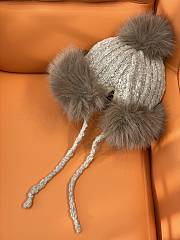 Okify Moncler Light Brown Plush Hat With Ear Flaps And Pom-poms Beanie - 6