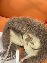 Okify Moncler Light Brown Plush Hat With Ear Flaps And Pom-poms Beanie - 5
