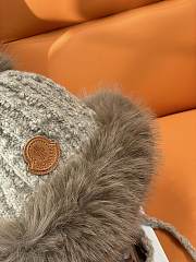 Okify Moncler Light Brown Plush Hat With Ear Flaps And Pom-poms Beanie - 4