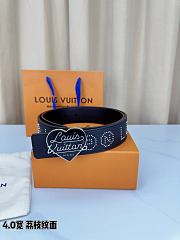 Okify Louis Vuitton Heart Buckle Black Belt 4cm - 2