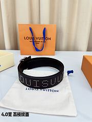 Okify Louis Vuitton Heart Buckle Black Belt 4cm - 3