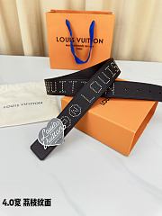 Okify Louis Vuitton Heart Buckle Black Belt 4cm - 4