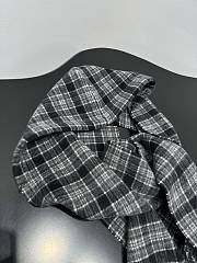 Okify Balenciaga Grey Checkered Wool Hooded Scarf 126x34cm - 5