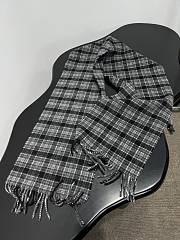 Okify Balenciaga Grey Checkered Wool Hooded Scarf 126x34cm - 6