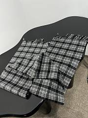 Okify Balenciaga Grey Checkered Wool Hooded Scarf 126x34cm - 3