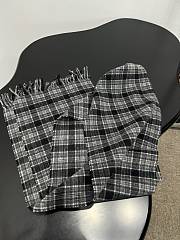 Okify Balenciaga Grey Checkered Wool Hooded Scarf 126x34cm - 2