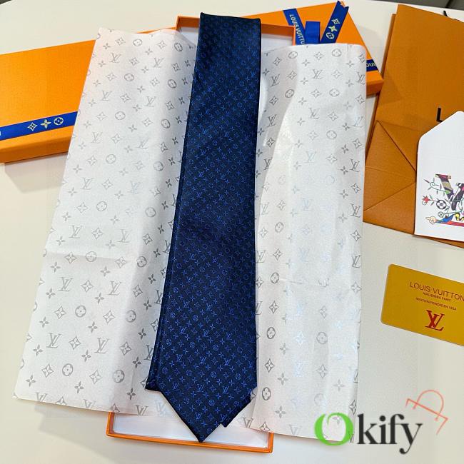 Okify Louis Vuitton Dark Blue Silk Tie - 1