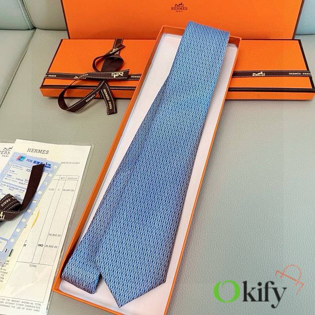 Okify Hermes Infini Blue Silk Tie  - 1