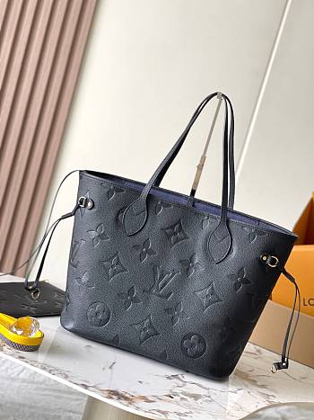 Okify Louis Vuitton Neverfull MM Bag Black Inside Dark Blue M45685 31x28x14cm