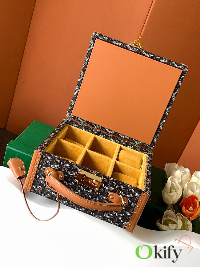 Okify Goyard Joux Black And Brown 6 Watch Case 22x10x12cm  - 1