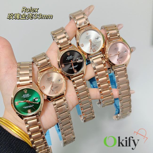 Okify Rolex Rose Gold Women Watch 33mm  - 1
