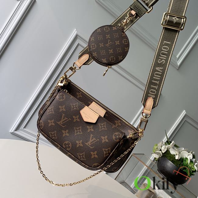 Okify Louis Vuitton Multi Pochette Bag With Green Straps M44823 24x13x4.5cm - 1