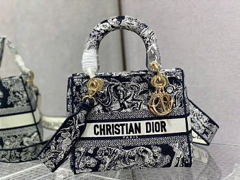 Okify Dior Lady D'Lite Blue Toile De Jouy Bag 24x20x13cm