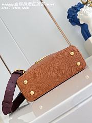 Okify Louis Vuitton Capucines Mini Bag Golden Brown Burgundy Handle 21x13x8cm - 3