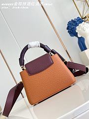 Okify Louis Vuitton Capucines Mini Bag Golden Brown Burgundy Handle 21x13x8cm - 2