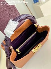 Okify Louis Vuitton Capucines BB Bag Golden Brown Burgundy Handle 27x17x9cm - 6
