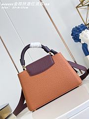 Okify Louis Vuitton Capucines BB Bag Golden Brown Burgundy Handle 27x17x9cm - 5
