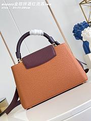 Okify Louis Vuitton Capucines MM Bag Golden Brown Burgundy Handle 31x20x11cm  - 5