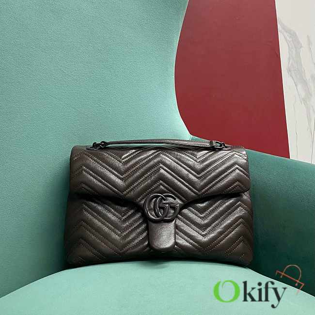Okify Gucci Marmont Medium Bag Dark Brown Chevron 31x17x8cm - 1
