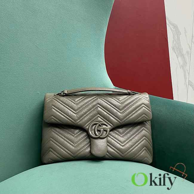 Okify Gucci Marmont Medium Bag Gray Chevron 31x17x8cm - 1