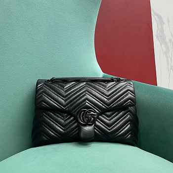 Okify Gucci Marmont Medium Bag Black Chevron 31x17x8cm