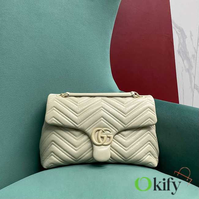 Okify Gucci Marmont Medium Bag White Chevron 31x17x8cm - 1