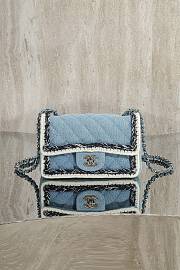 Okify CC Flap Bag Denim With Wool Trim 20cm - 1