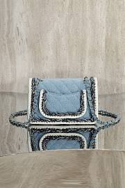 Okify CC Flap Bag Denim With Wool Trim 20cm - 5