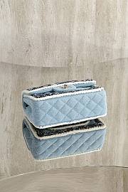 Okify CC Flap Bag Denim With Wool Trim 20cm - 4