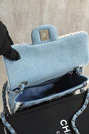 Okify CC Flap Bag Denim With Wool Trim 20cm - 3