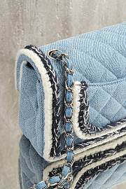 Okify CC Flap Bag Denim With Wool Trim 20cm - 2