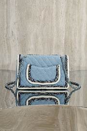 Okify CC Flap Bag Denim With Wool Trim 25cm - 4