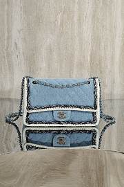 Okify CC Flap Bag Denim With Wool Trim 25cm - 1
