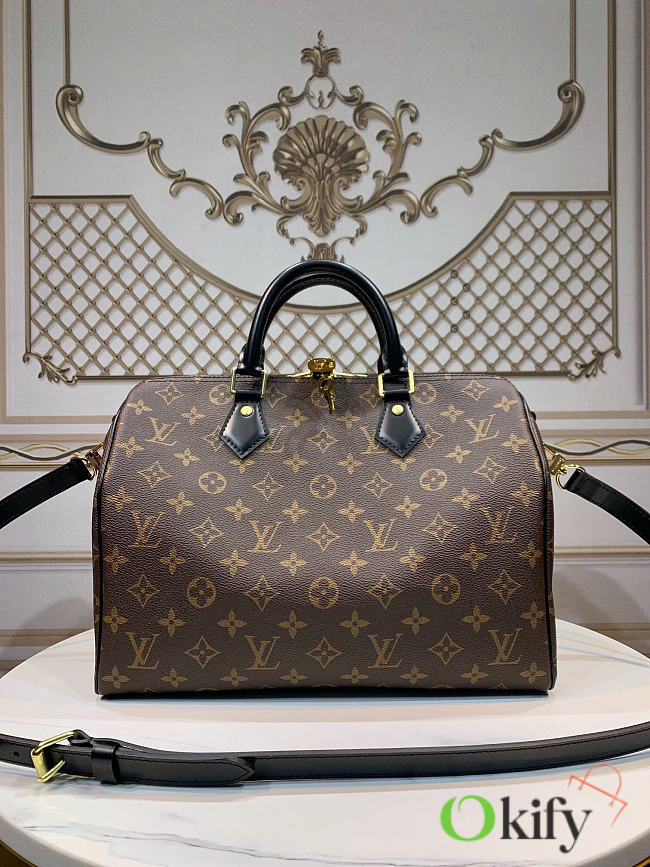 Okify Louis Vuitton Speedy 30 Bag Black And Brown M48284 30x21x7cm - 1