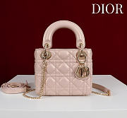 Okify Dior Lady Bag Powder Pink Lambskin Velvet 17x15x7cm - 1