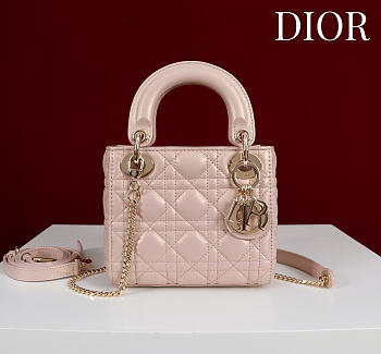 Okify Dior Lady Bag Powder Pink Lambskin Velvet 17x15x7cm