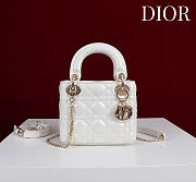 Okify Dior Lady Bag White Lambskin Velvet 17x15x7cm - 1