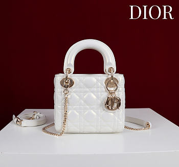 Okify Dior Lady Bag White Lambskin Velvet 17x15x7cm
