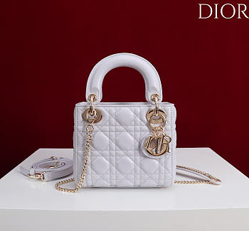 Okify Dior Lady Bag Off White Lambskin Velvet 17x15x7cm