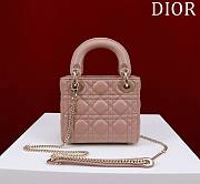 Okify Dior Lady Bag Pink Nude Lambskin Velvet 17x15x7cm  - 4