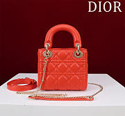 Okify Dior Lady Bag Bright Red Lambskin Velvet 17x15x7cm - 2