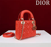 Okify Dior Lady Bag Bright Red Lambskin Velvet 17x15x7cm - 6