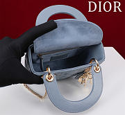 Okify Dior Lady Bag Blue Lambskin Velvet 17x15x7cm - 6