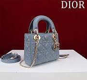 Okify Dior Lady Bag Blue Lambskin Velvet 17x15x7cm - 5