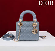 Okify Dior Lady Bag Blue Lambskin Velvet 17x15x7cm - 1