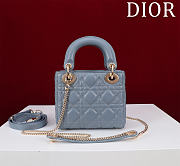 Okify Dior Lady Bag Blue Lambskin Velvet 17x15x7cm - 3