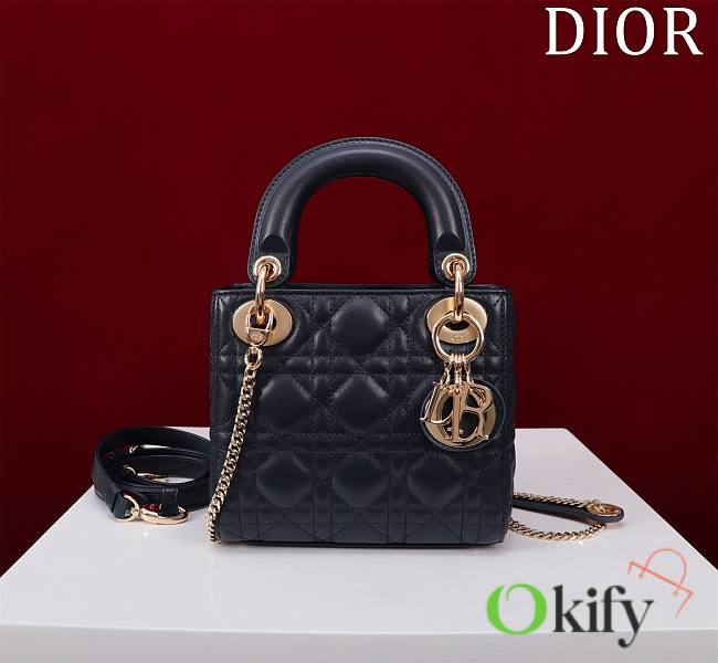 Okify Dior Lady Bag Black Lambskin Velvet 17x15x7cm - 1