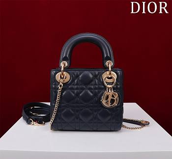 Okify Dior Lady Bag Black Lambskin Velvet 17x15x7cm