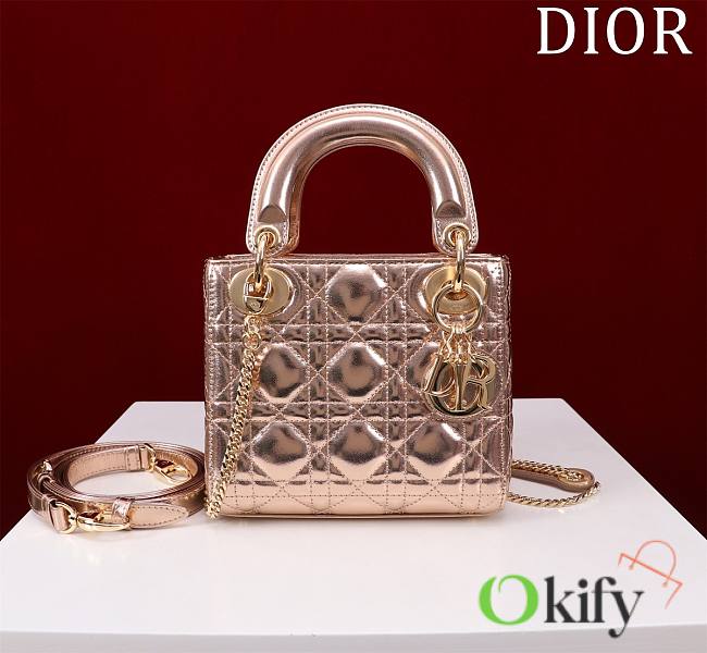 Okify Dior Lady Bag Rose Gold Lambskin Velvet 17x15x7cm - 1