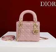 Okify Dior Lady Bag Pink Lambskin Velvet 17x15x7cm 27567 - 1